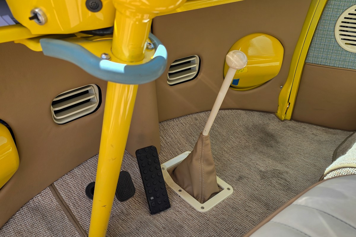 The floor-mounted shifter is a little weird to use at first; (